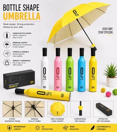 Compact Bottle-Shaped Folding Umbrella