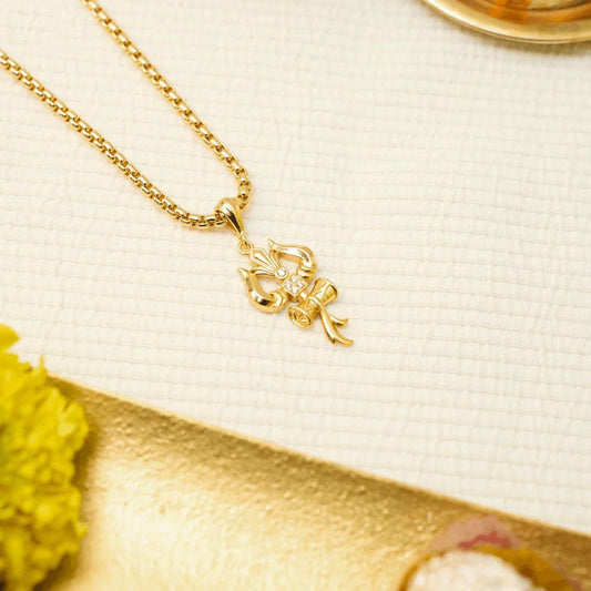 Divine Om Trishul Pendant With Chain