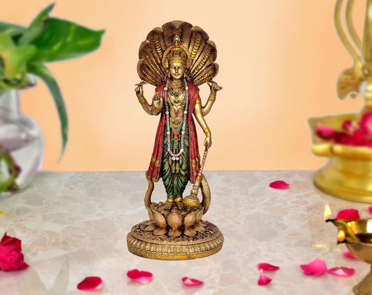 Lord Vishnu Standing Idol – Antique Finish (12 Inch)