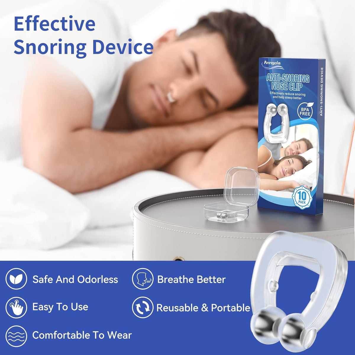 Anti Snoring Nose Clip Device for Men and Women Sleep Aid