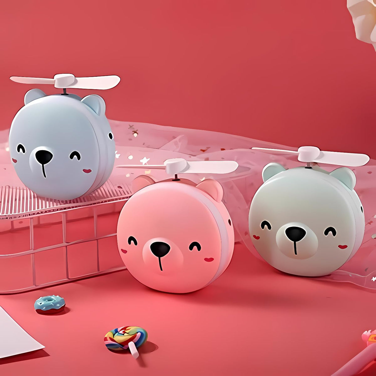 Piggy USB Desk Fan with Mirror
