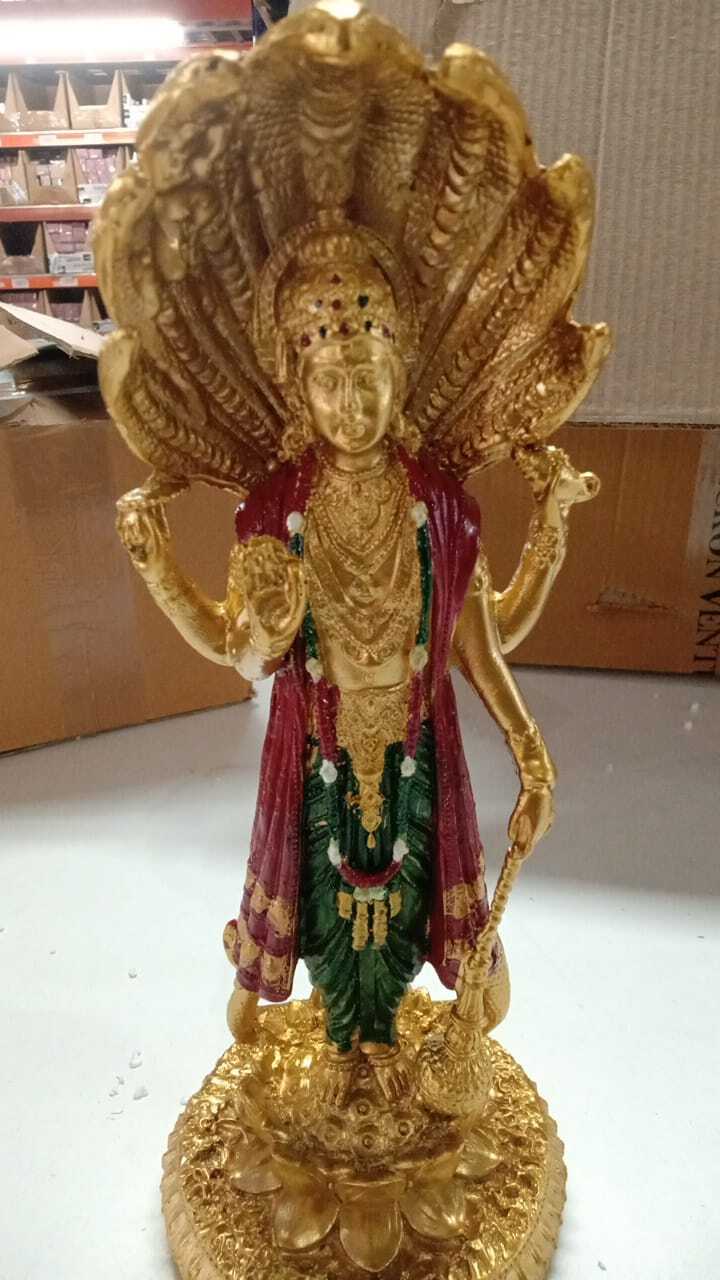 Lord Vishnu Standing Idol – Antique Finish (12 Inch)
