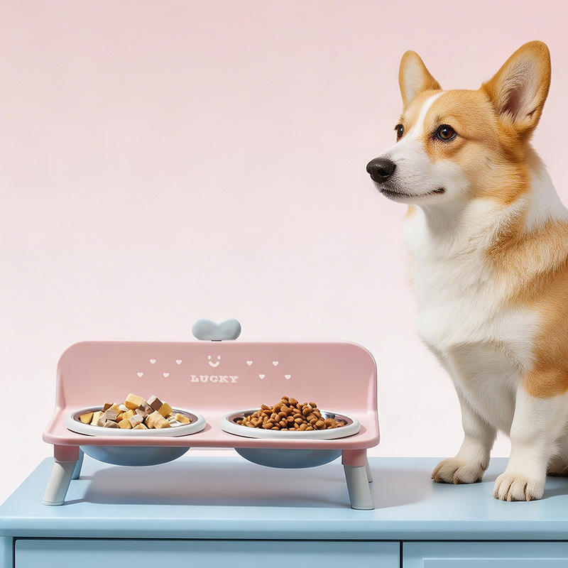 Elevated Double Stainless Steel Pet Bowl Stand for Cats and Small Dogs