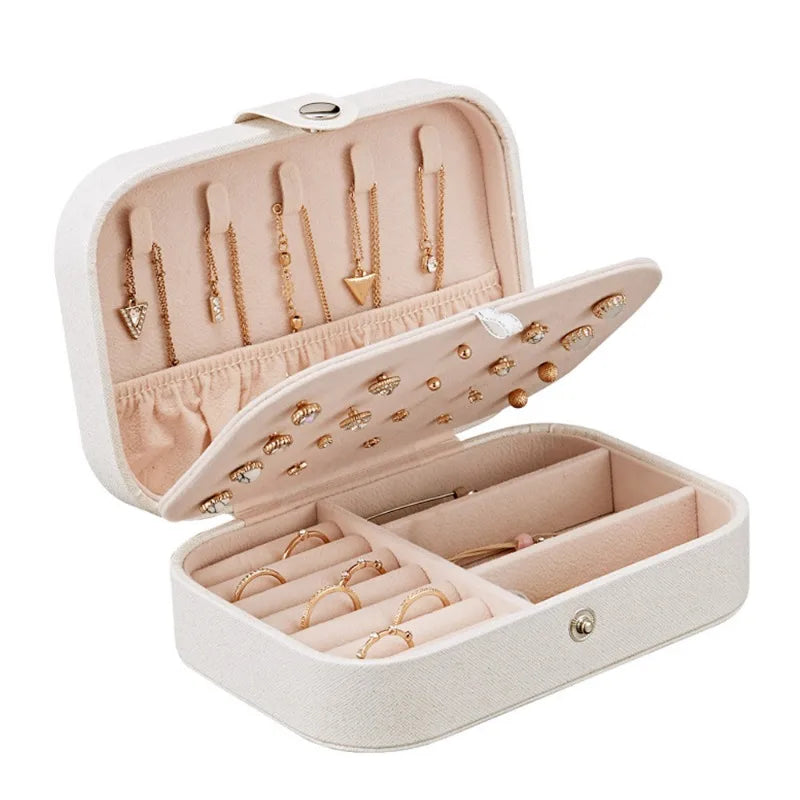 Double Layer Travel Jewelry Storage Box Organizer With Compartments