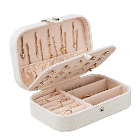 Double Layer Travel Jewelry Storage Box Organizer With Compartments