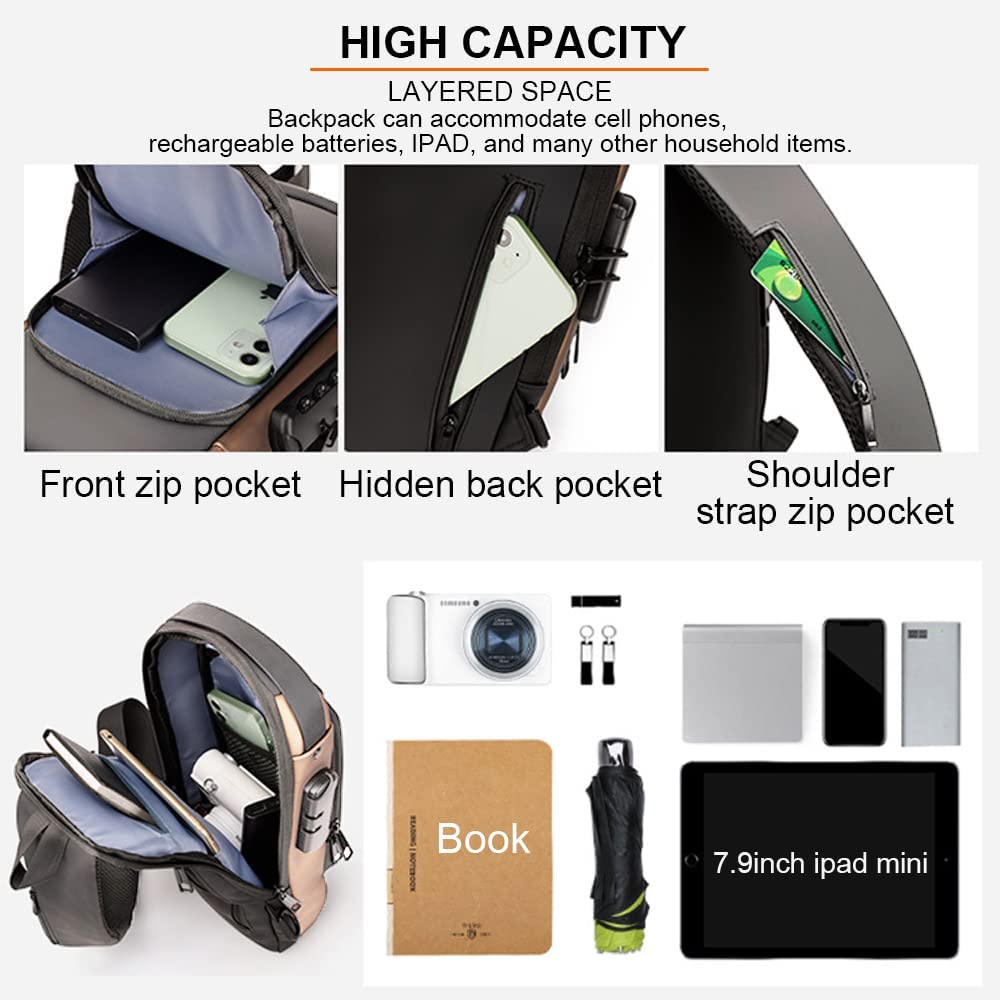 Crossbody Shoulder Sling Bag With USB Charging Port For Travel
