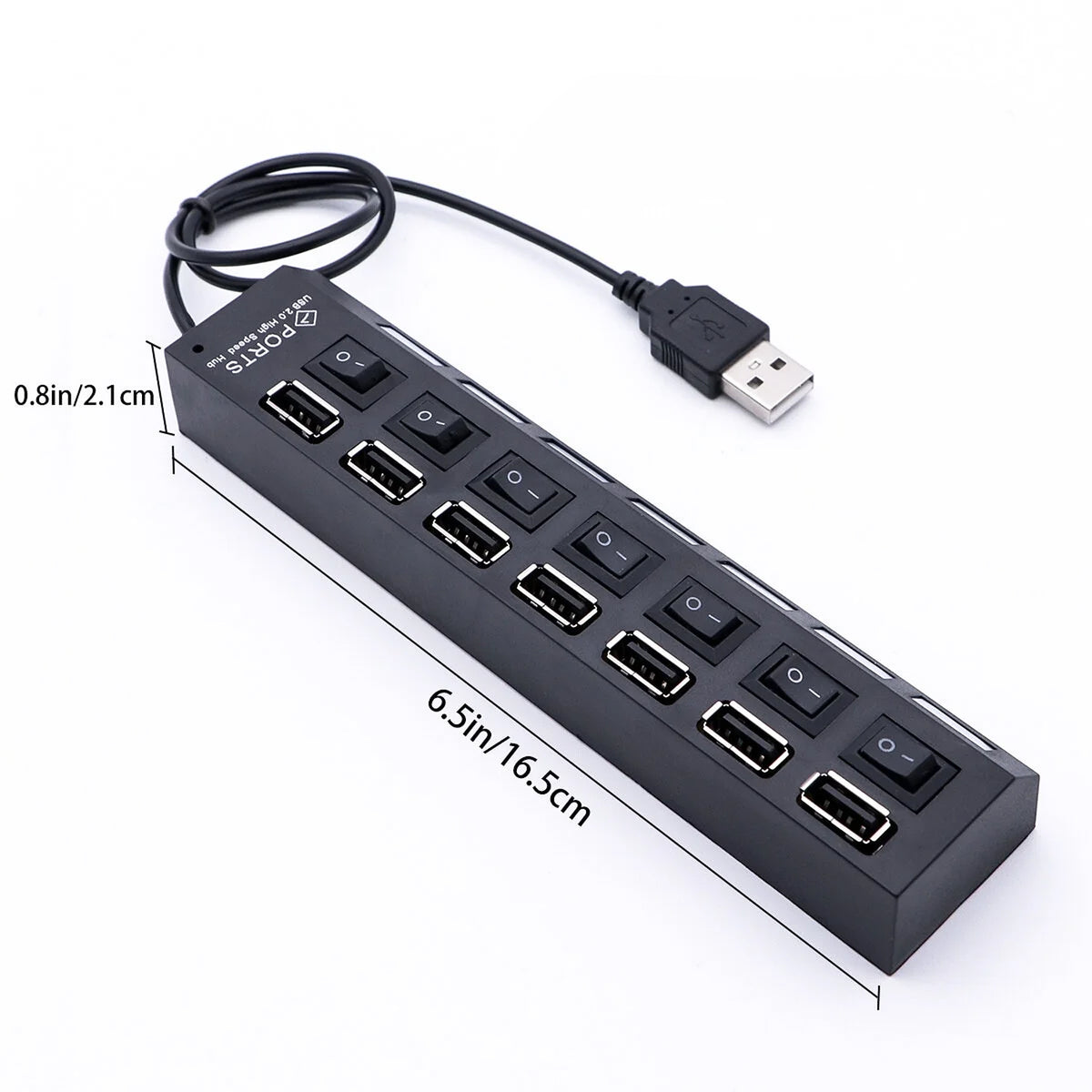 6994 Usb Splitter Multi Port Usb 2.0 Hub 7 Port With Independent Onoff Switch And Led Indicators Usb A Port Data Hub Suitable For Pc Computer Keyboard Laptop Mobile Hdd Flash Drive Camera Etc