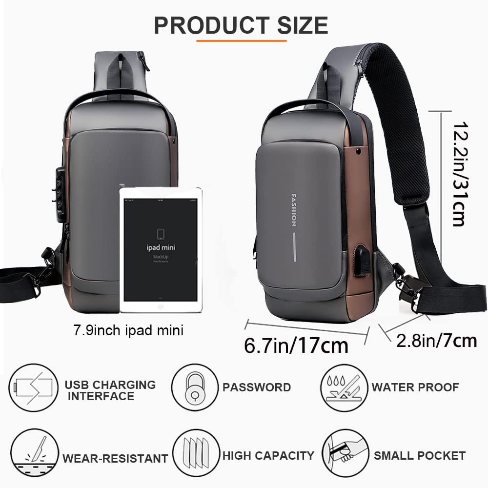 Crossbody Shoulder Sling Bag With USB Charging Port For Travel