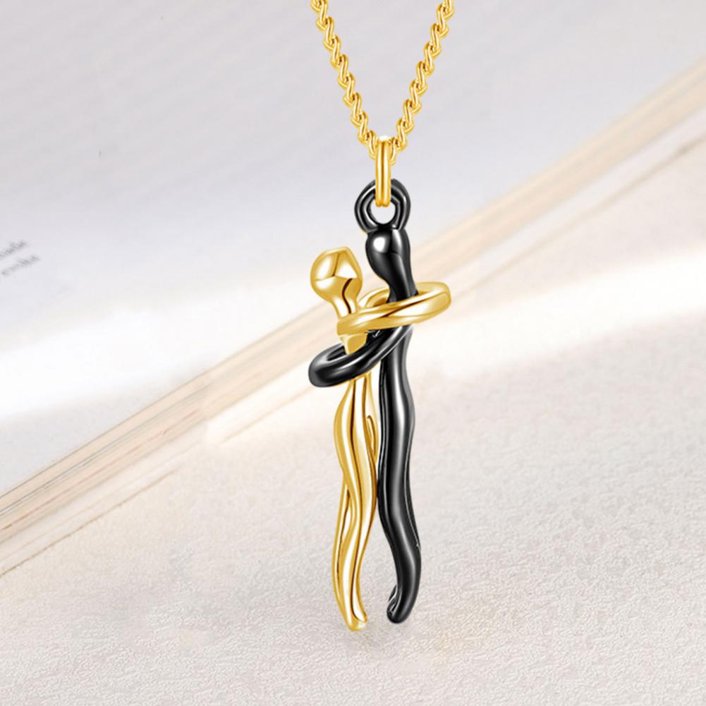 Hug Couple Pendant With Chain