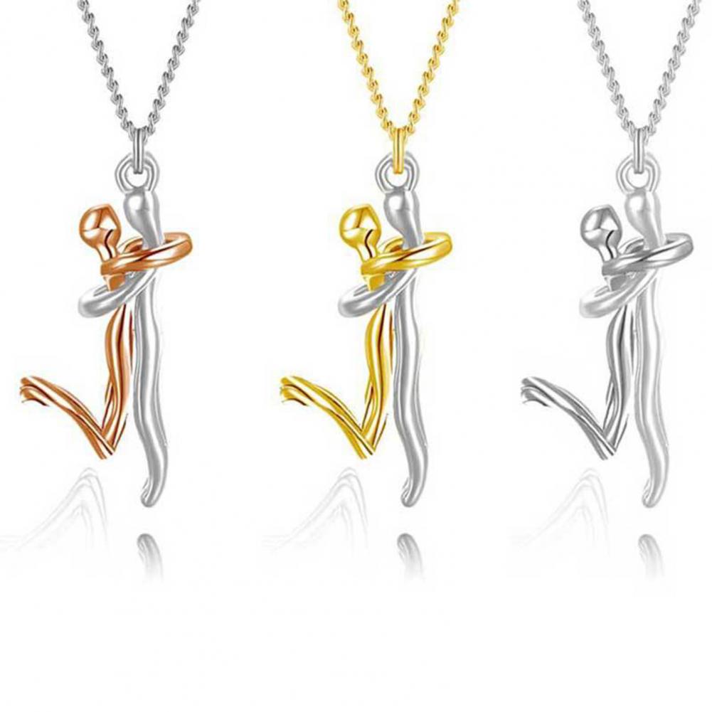 Hug Couple Pendant With Chain