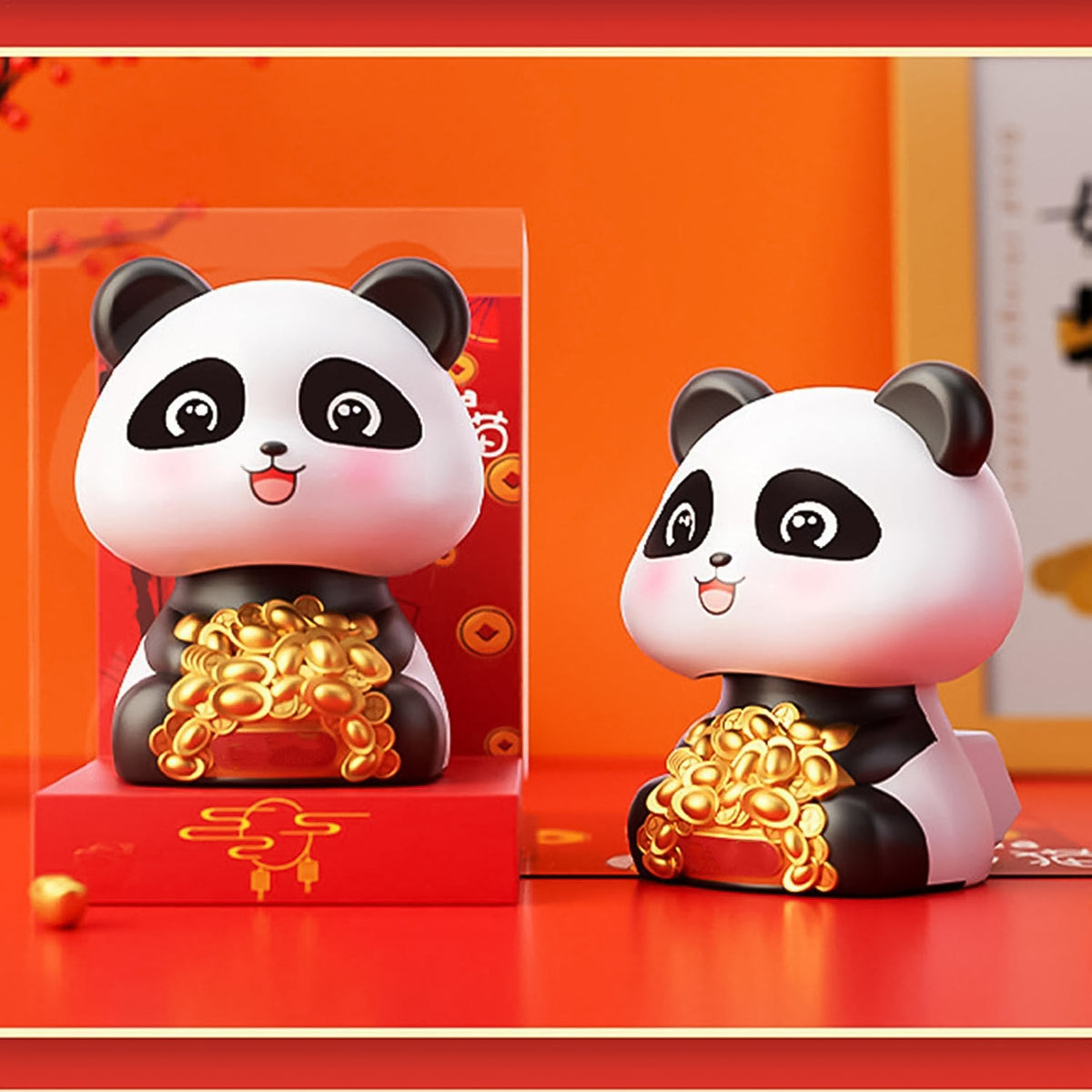 Car Decoration Solar Power Moving Head Panda Statue Creative (1 Pc)