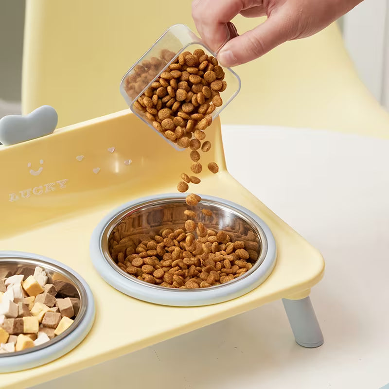 Elevated Double Stainless Steel Pet Bowl Stand for Cats and Small Dogs