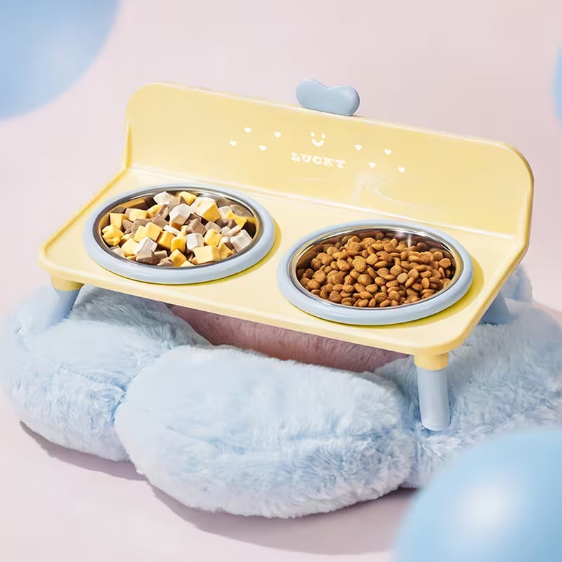 Elevated Double Stainless Steel Pet Bowl Stand for Cats and Small Dogs