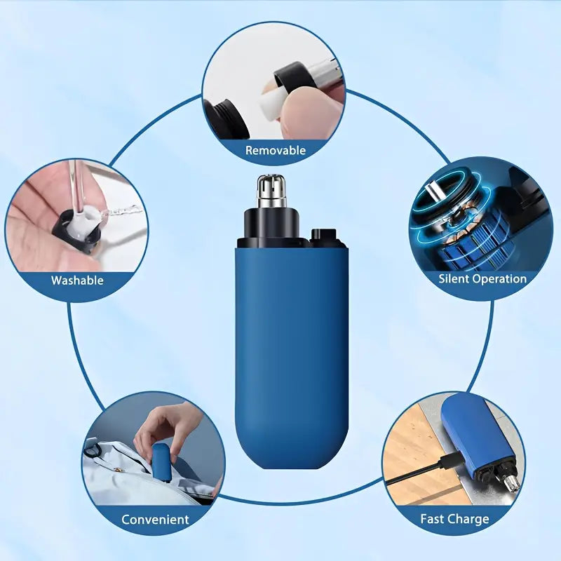 USB Rechargeable Nose And Ear Hair Trimmer With Stainless Steel Blades