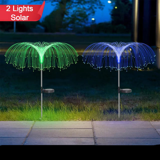 6616 2pcs Garden Solar Outdoor Lights Decorative  7 Colors Changing Rgb Light Waterproof Flower Jellyfish Firework Decor For Garden Patio Landscape Pathway Yard Holiday Decor