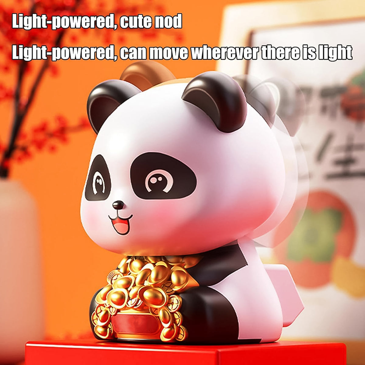 Car Decoration Solar Power Moving Head Panda Statue Creative (1 Pc)