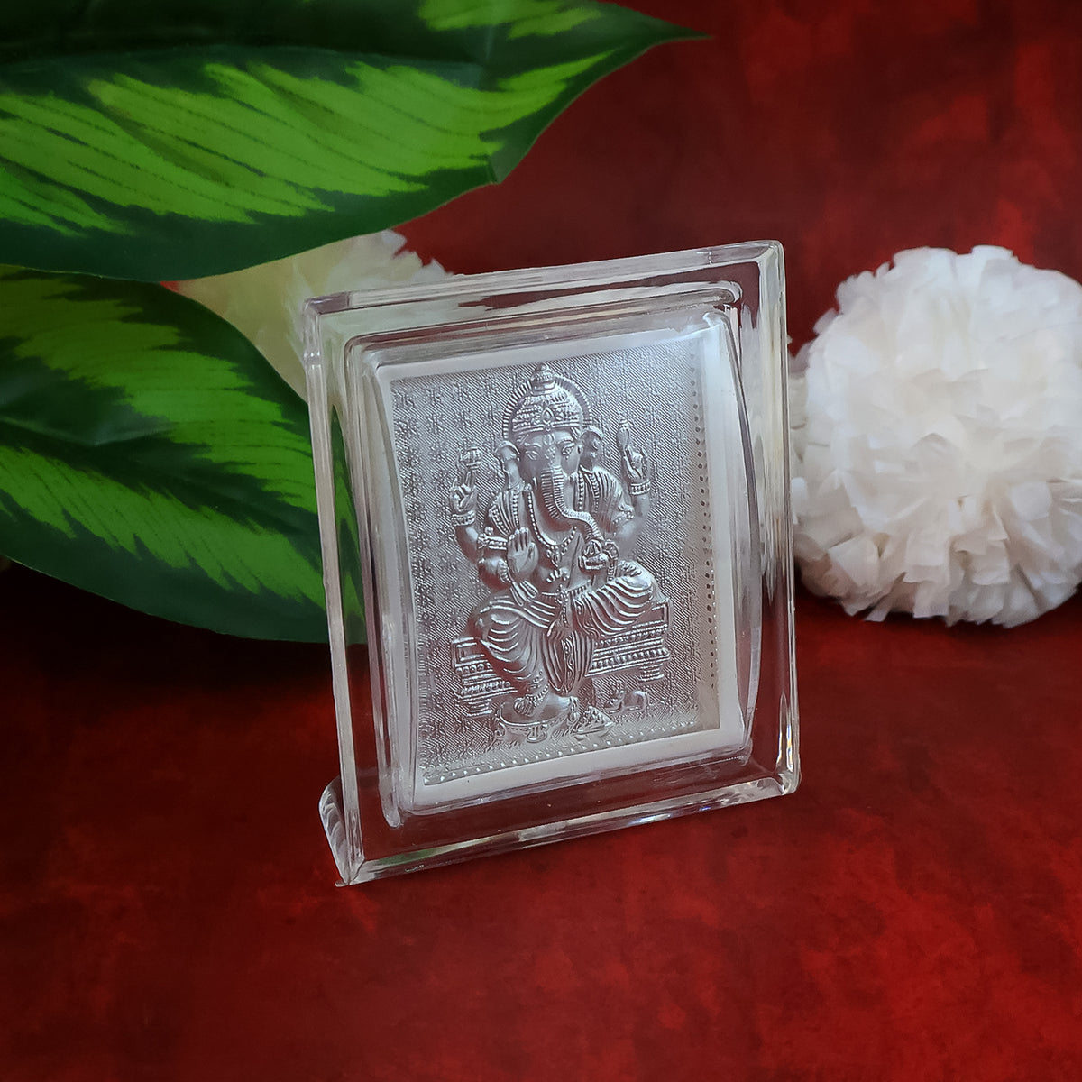 Embossed Silver-plated Lord Ganesha Photo Frame  (1 Pc)