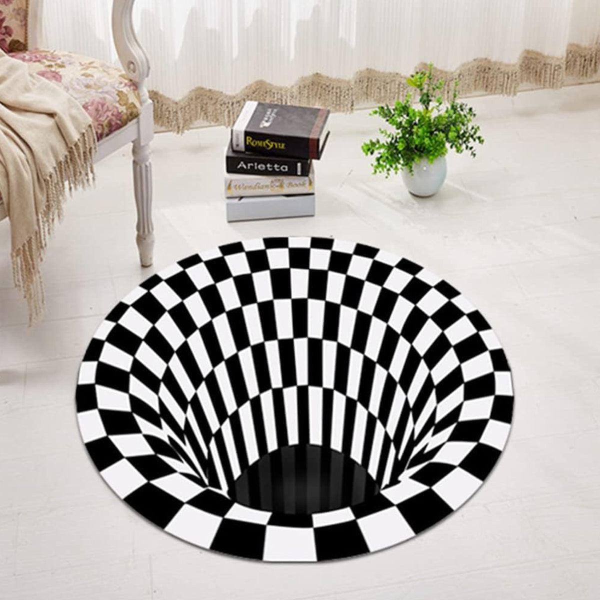 3d Space Round Carpet Floor Mat Non-woven Doormat (1 Pc  78 Cm)