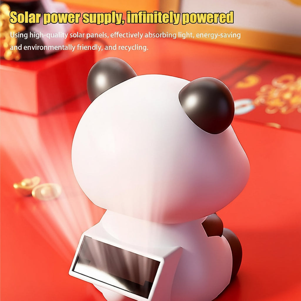 Car Decoration Solar Power Moving Head Panda Statue Creative (1 Pc)