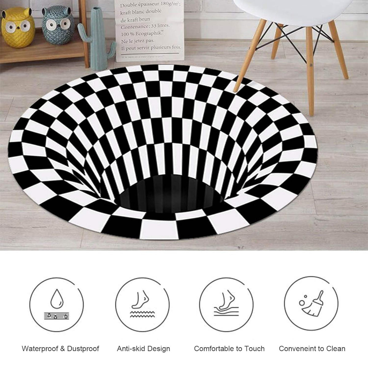 3d Space Round Carpet Floor Mat Non-woven Doormat (1 Pc  78 Cm)