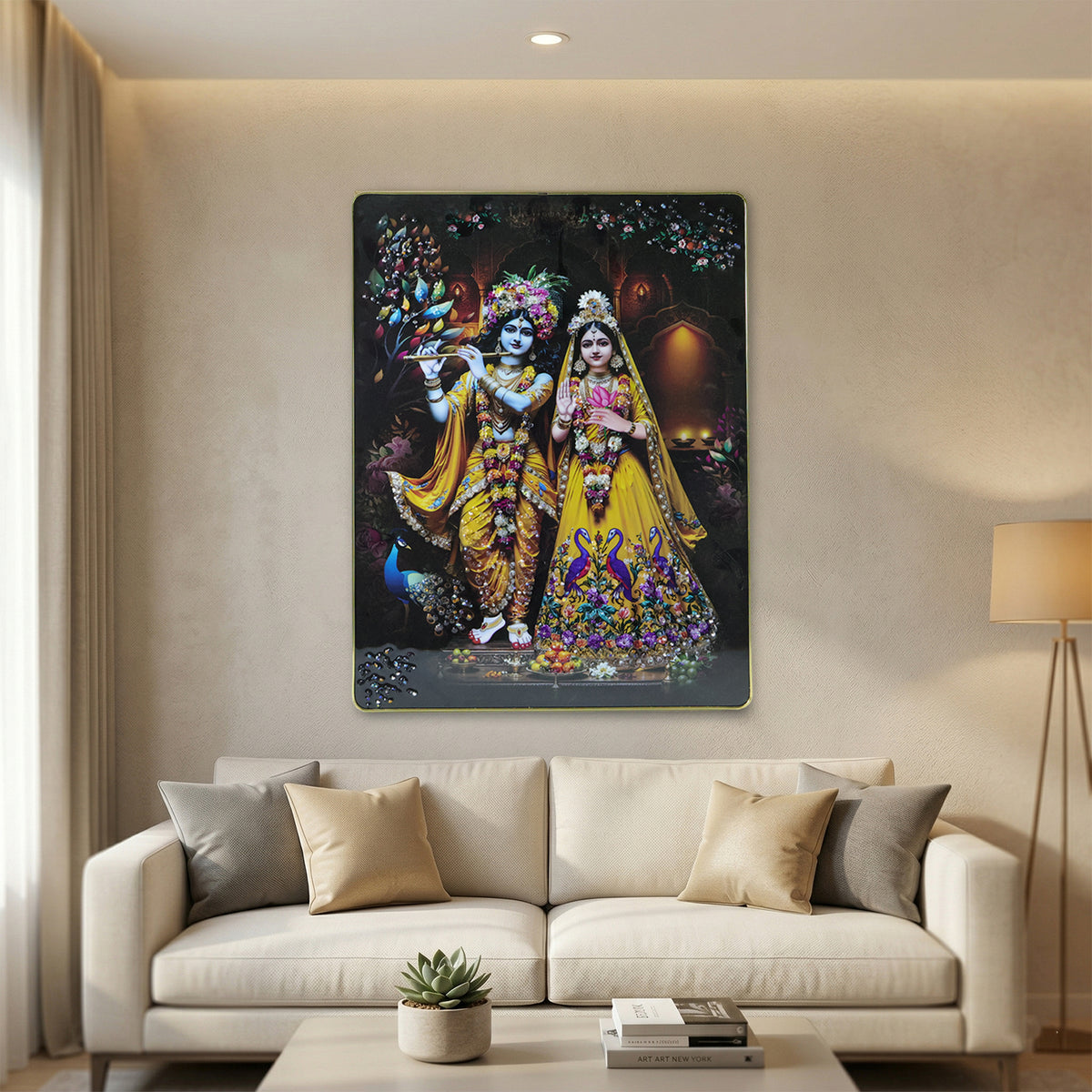 Premium Radha Krishna Decorative Wall Frame (1 Pc 60x45 Cm)
