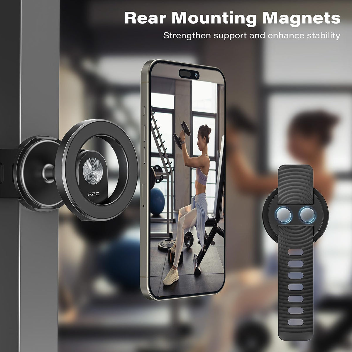 Magnetic Adjustable Strap Phone Holder for Exercise Bikes