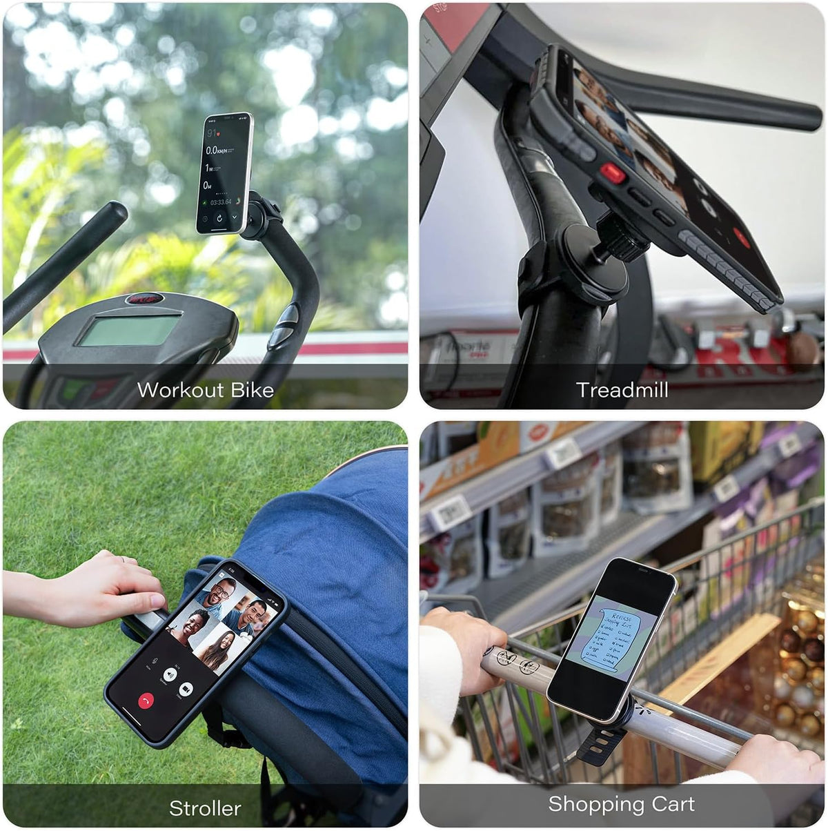 Magnetic Adjustable Strap Phone Holder for Exercise Bikes