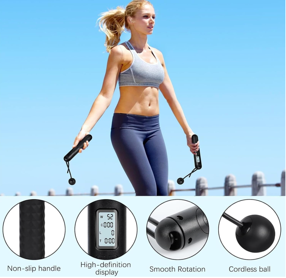 Cordless Smart Digital Counter Jump Rope With Calorie Tracker