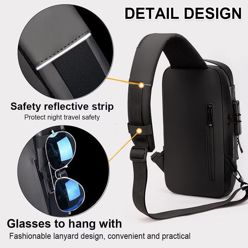 Crossbody Shoulder Sling Bag With USB Charging Port For Travel
