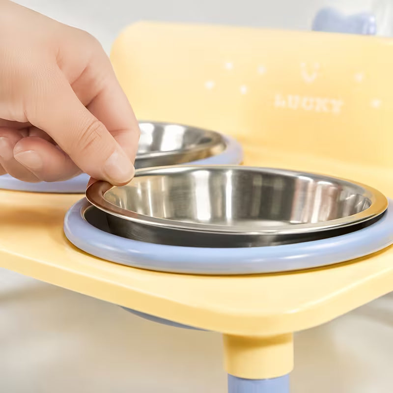 Elevated Double Stainless Steel Pet Bowl Stand for Cats and Small Dogs