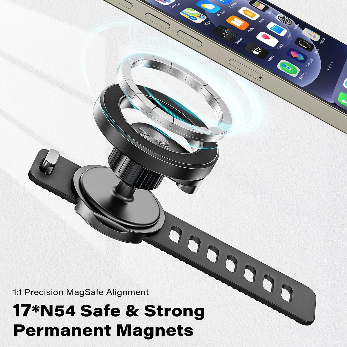 Magnetic Adjustable Strap Phone Holder for Exercise Bikes