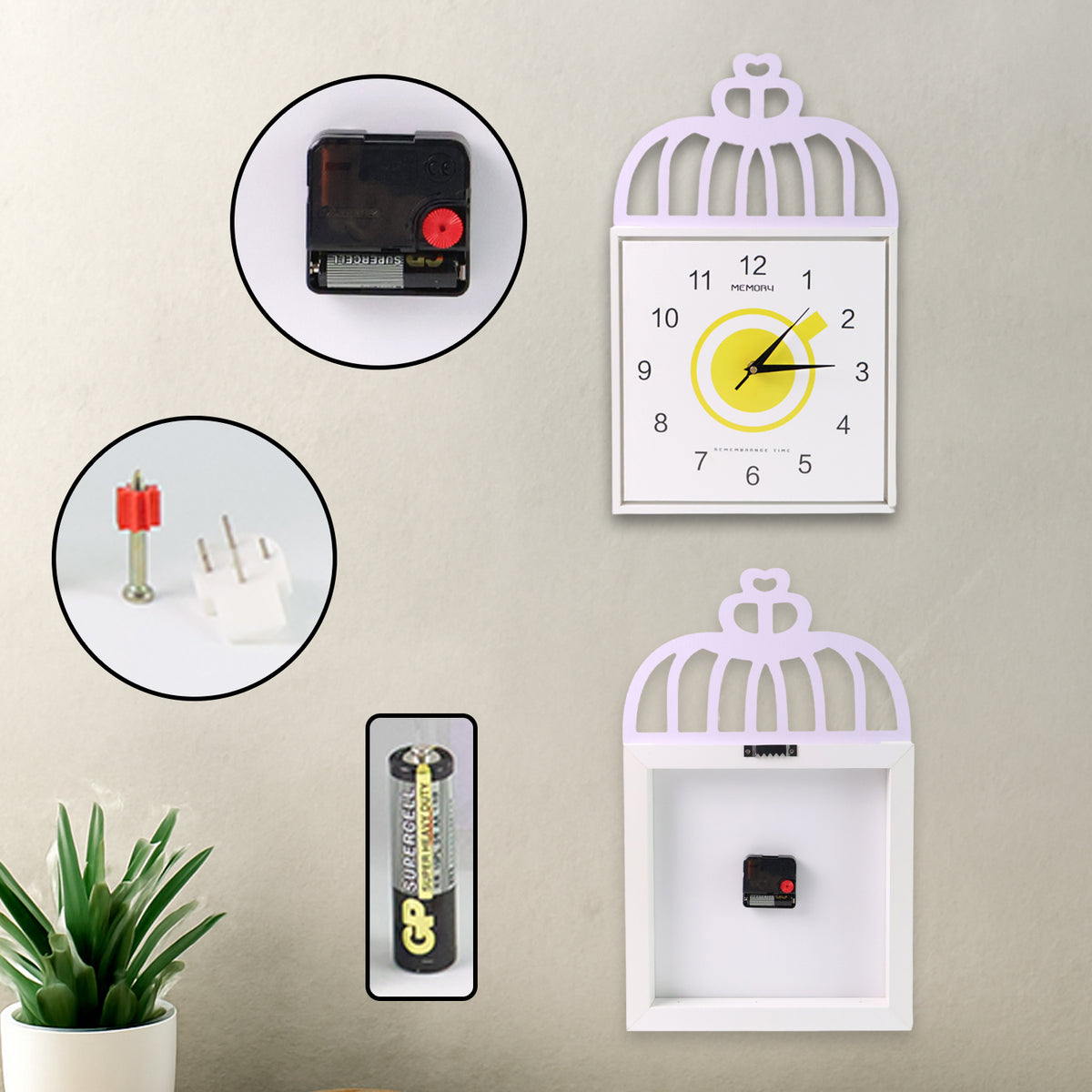 Decorative Square Wall Clock Battery Operated  1 Pc