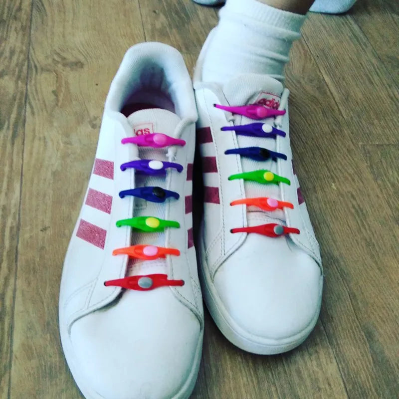 Multicolor New Silicone  Round Elastic Shoe Lace (Pack of 12)