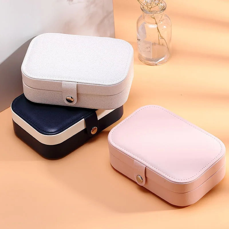 Double Layer Travel Jewelry Storage Box Organizer With Compartments