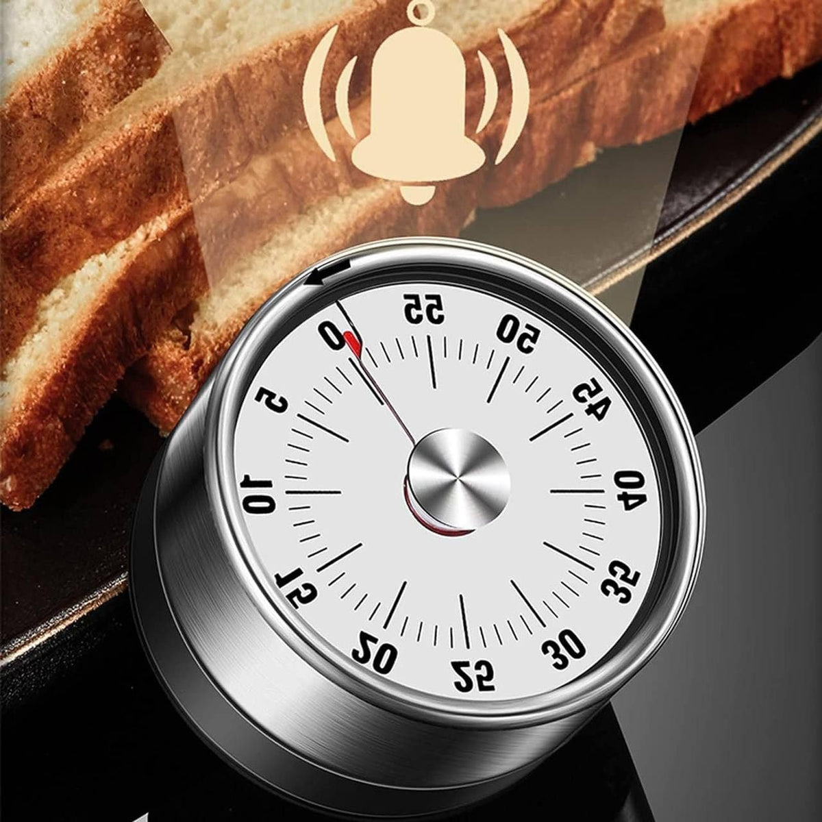 Magnetic Mechanical Kitchen Timer Stainless Steel Countdown