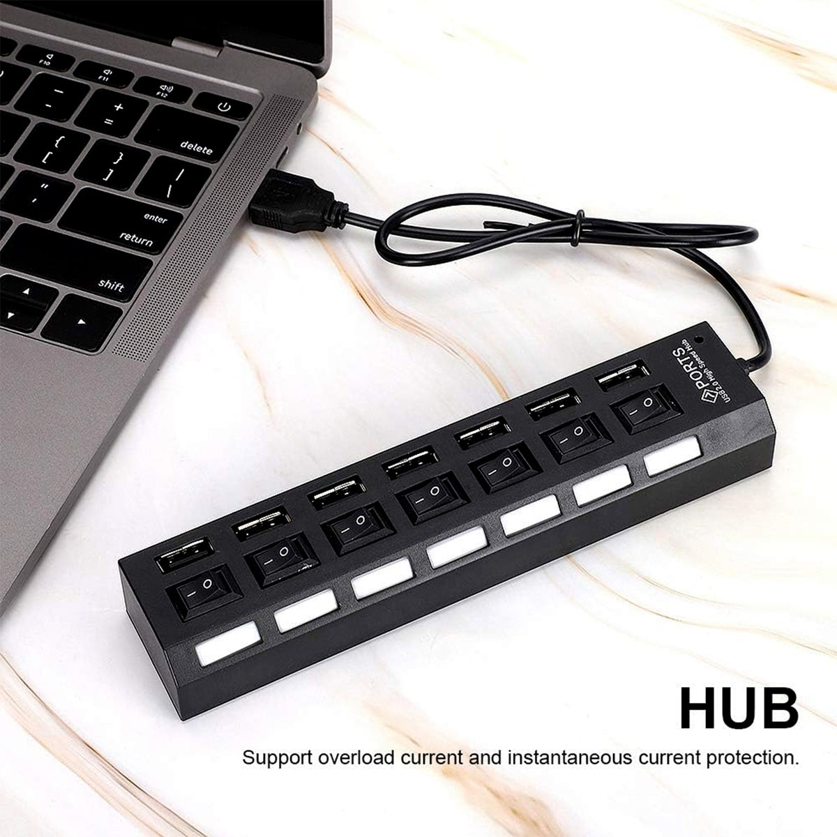6994 Usb Splitter Multi Port Usb 2.0 Hub 7 Port With Independent Onoff Switch And Led Indicators Usb A Port Data Hub Suitable For Pc Computer Keyboard Laptop Mobile Hdd Flash Drive Camera Etc