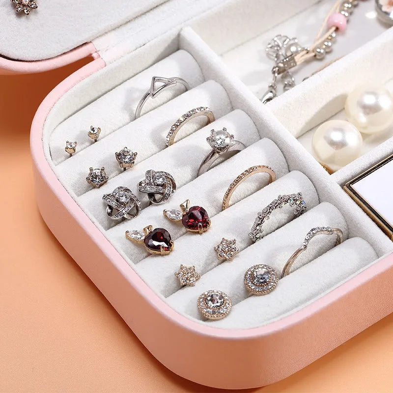 Double Layer Travel Jewelry Storage Box Organizer With Compartments
