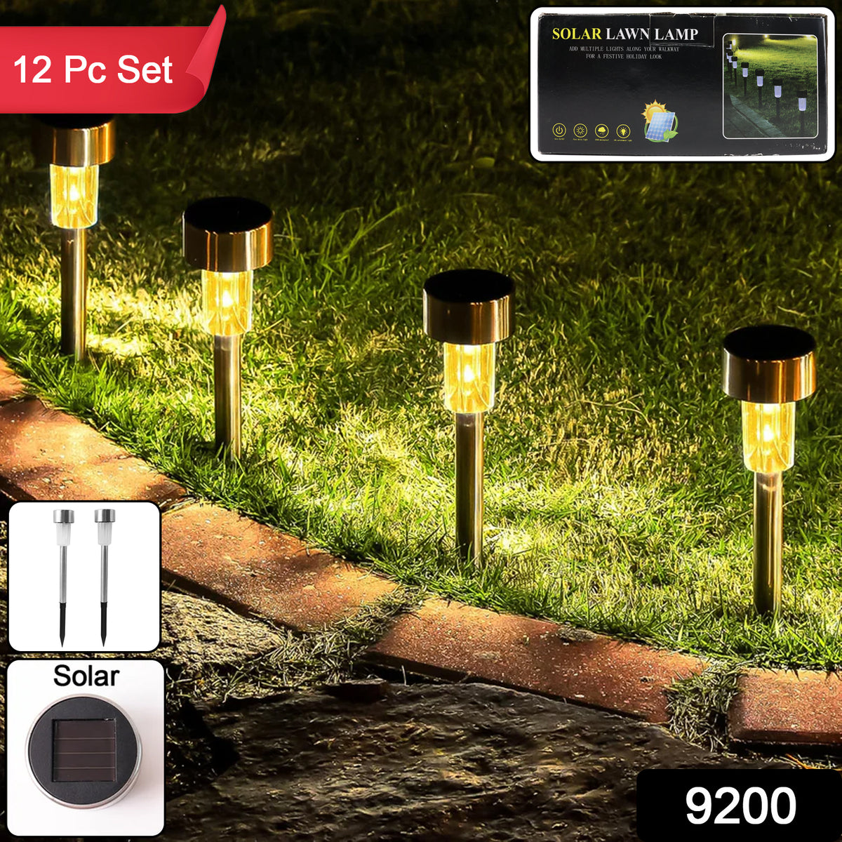 Solar Lawn Lamp Set Of 12 Pc