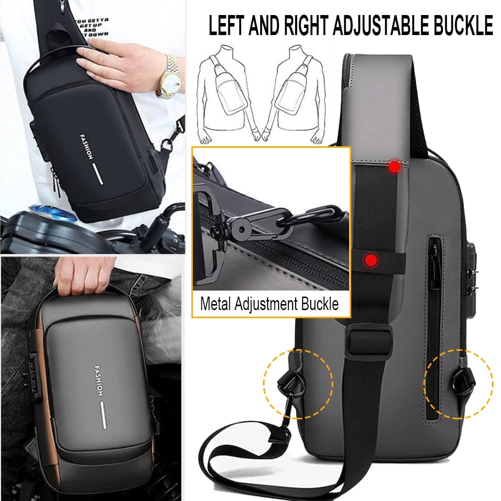 Crossbody Shoulder Sling Bag With USB Charging Port For Travel