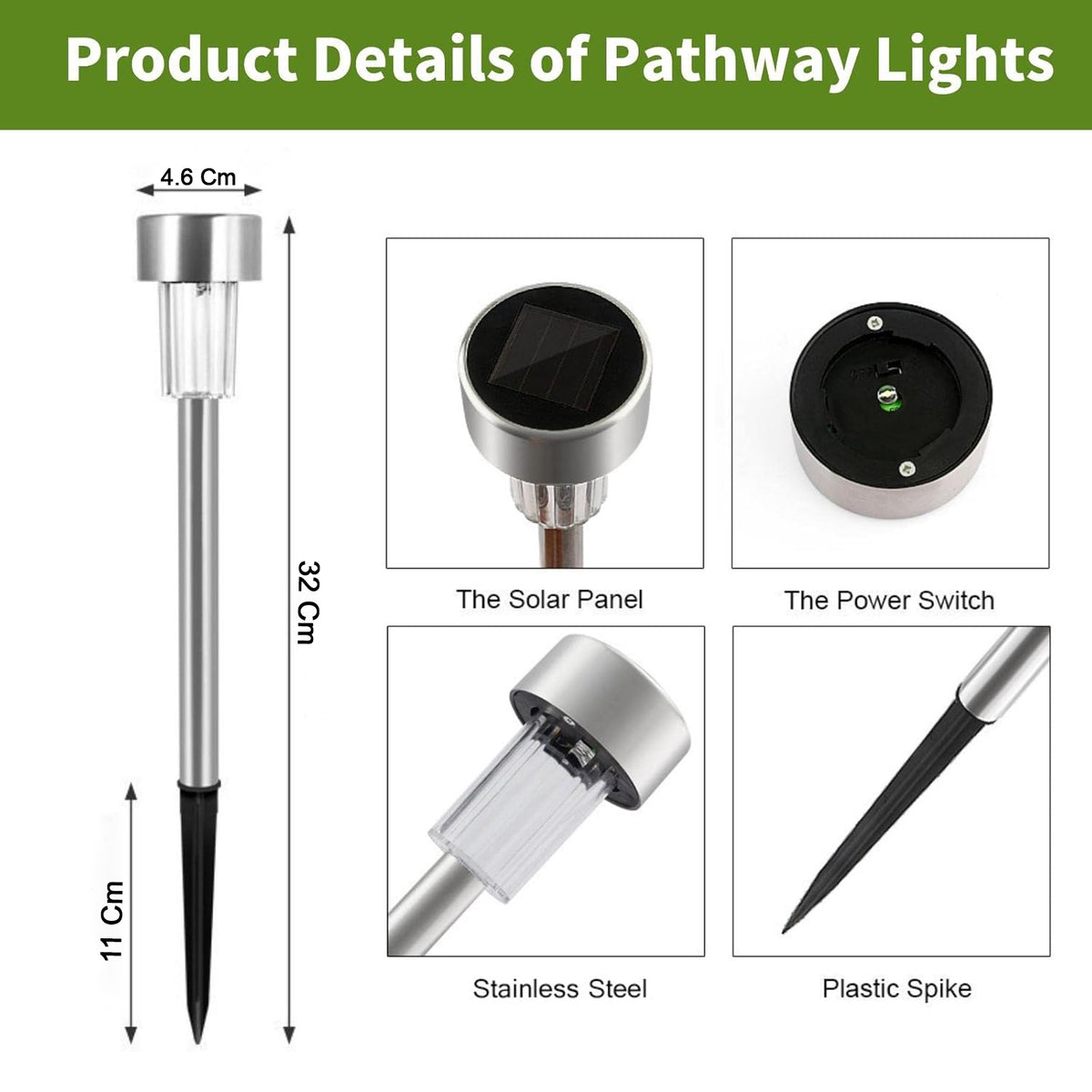 Solar Lawn Lamp Set Of 12 Pc