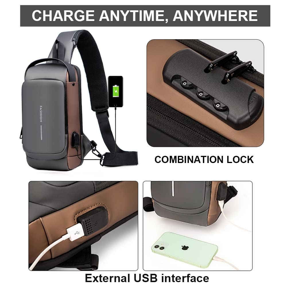 Crossbody Shoulder Sling Bag With USB Charging Port For Travel