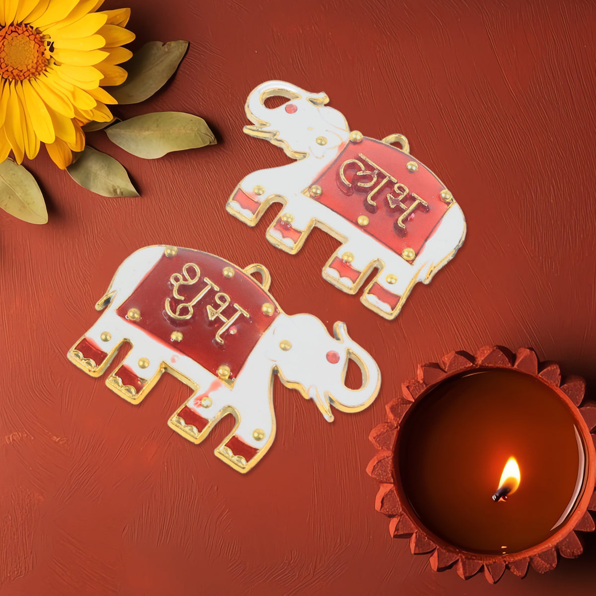 Shubh Labh Elephant Decorative Wall Hangings (2 Pc)