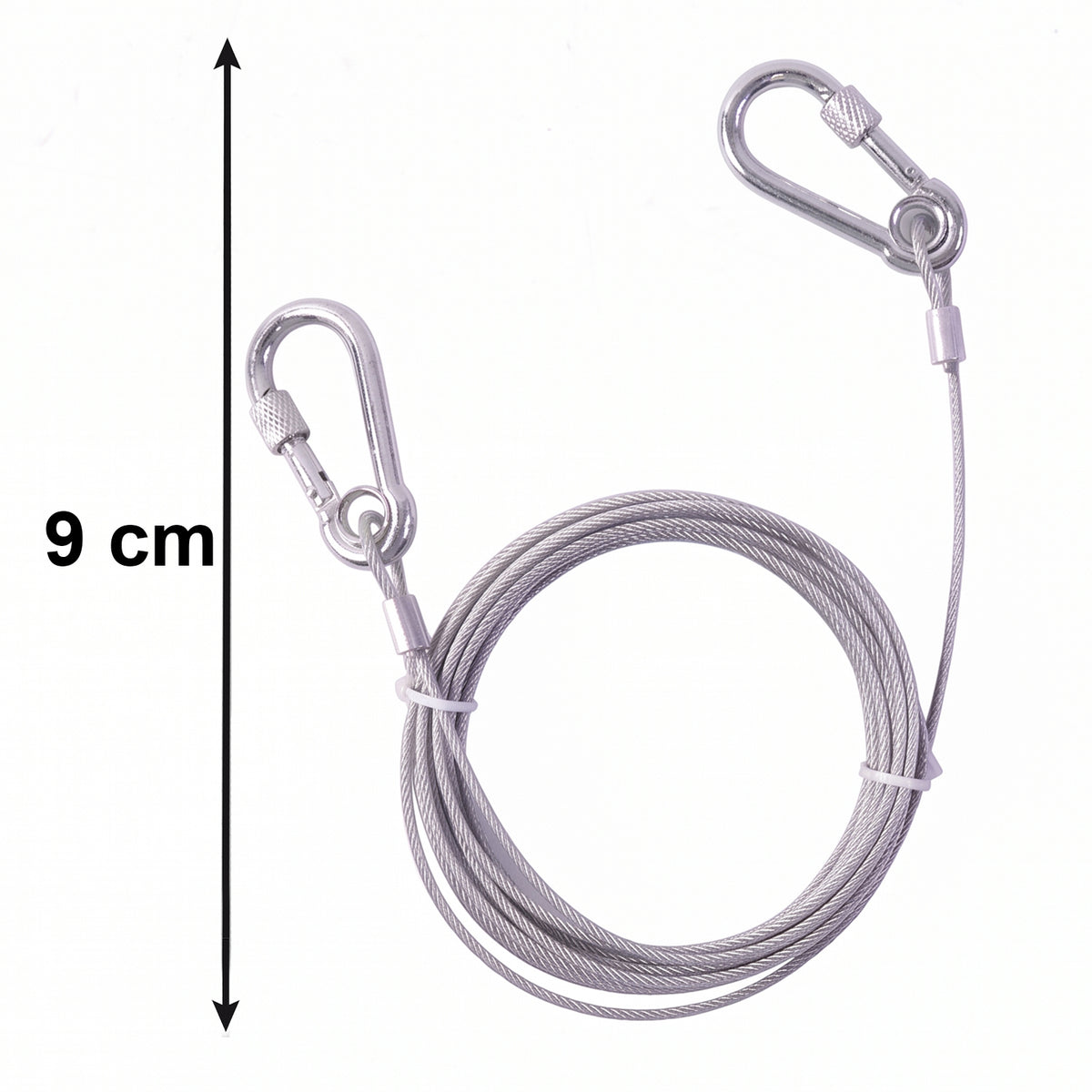 Heavy Duty Steel Wire Rope  5 Meter Clothesline With Carabiner Hooks
