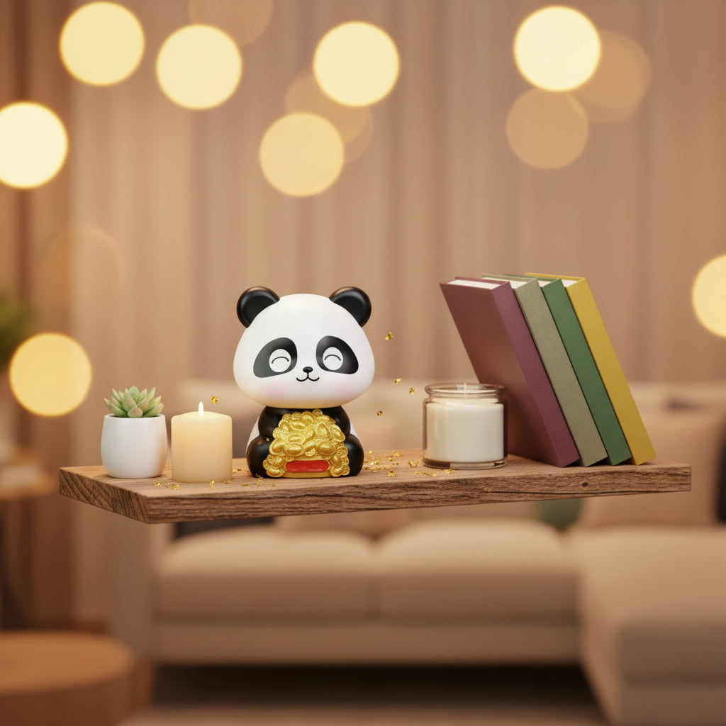 Car Decoration Solar Power Moving Head Panda Statue Creative (1 Pc)