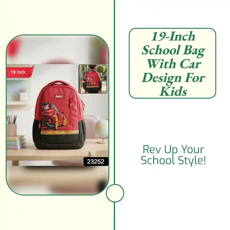 19-inch School Bag With Car Design For Kids by@Outfy