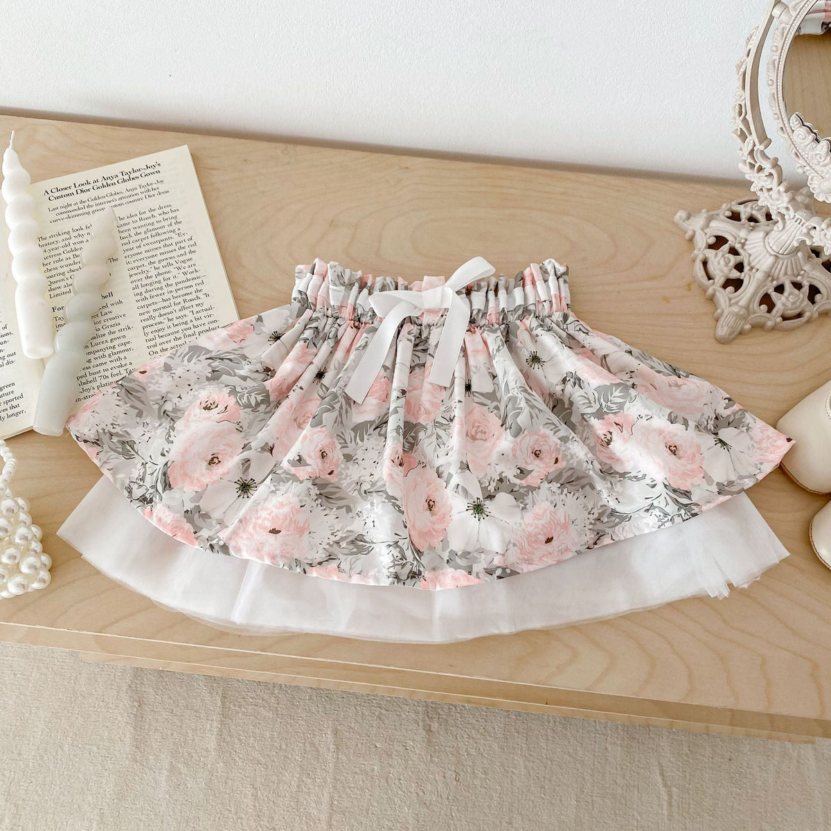 Baby Girls Long Sleeve Base Shirt & Floral Skirt Set