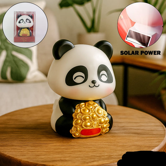 Car Decoration Solar Power Moving Head Panda Statue Creative (1 Pc)