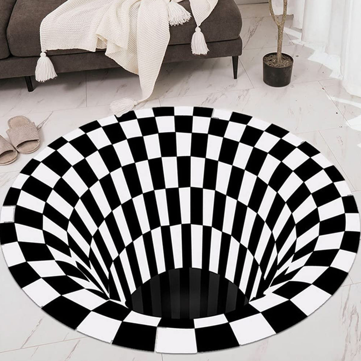 3d Space Round Carpet Floor Mat Non-woven Doormat (1 Pc  78 Cm)
