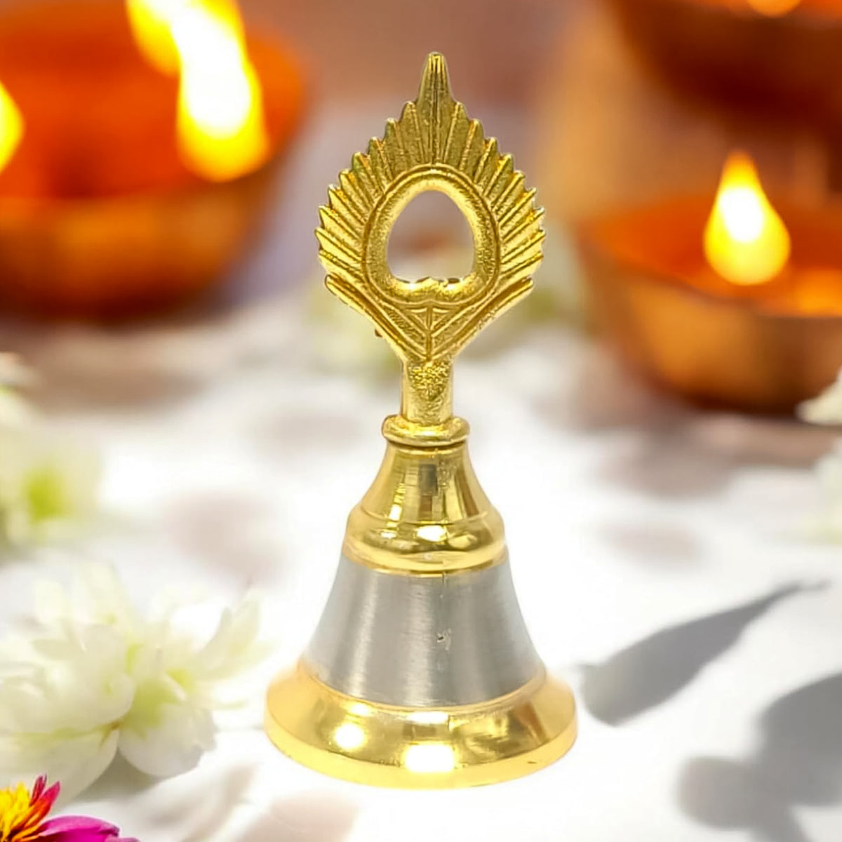 Brass And Steel Temple Ghanti (Pooja Bell)  Decorative Spiritual Accessory