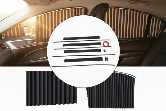 Curtain For Car Window  Heat  Sunshade Protection (4 Pcs With Curtain Hook  Adhesive Tap Set)